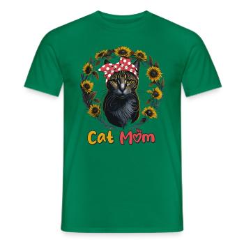 Cat Mom Maman chat tournesol - T-shirt homme - vert - Devant - AI Model Male 178 dark (178cm)