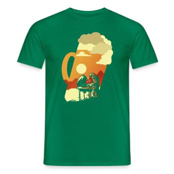 Grillen und Bier BBQ Grillen für echte Griller - Männer T-Shirt - Kelly Green - Vorne - AI Model Male 178 dark (178cm)