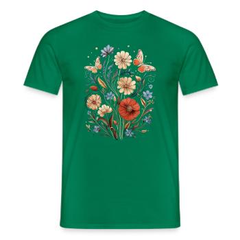 Vintage Gepresste Blumen & Schmetterlinge Boho - Männer T-Shirt - Kelly Green - Vorne - AI Model Male 178 dark (178cm)