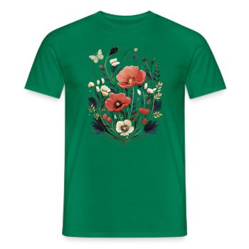 Vintage Gepresste Blumen & Schmetterlinge Boho - Männer T-Shirt - Kelly Green - Vorne - AI Model Male 178 dark (178cm)