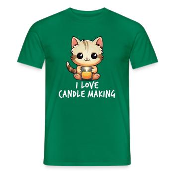 Niedliche Katze mit einer Kerze - Männer T-Shirt - Kelly Green - Vorne - AI Model Male 178 dark (178cm)