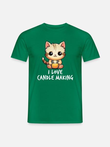 Chat mignon avec une bougie - T-shirt homme - vert