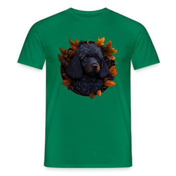 Caniche Chien en automne Feuilles d’automne - T-shirt homme - vert - Devant - AI Model Male 178 dark (178cm)