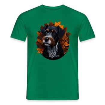 Zwergschnauzer Hund Im Herbst Herbstblätter - Männer T-Shirt - Kelly Green - Vorne - AI Model Male 178 dark (178cm)