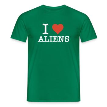 Alien Love UFO I love Aliens - Männer T-Shirt - Kelly Green - Vorne - AI Model Male 178 dark (178cm)