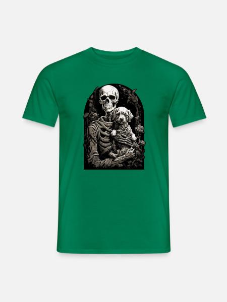 Skelett Hält Einen Welpen Faule Halloween Kostüm - Männer T-Shirt - Kelly Green