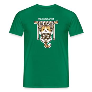 Funny Macrame Cat Artist Macrame - Men's T-Shirt - kelly green - Front - AI Model Male 178 dark (178cm)