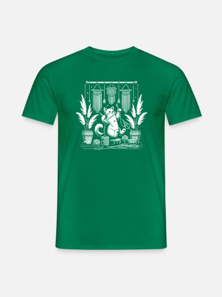 Funny Macrame Cat Artist Macrame - Men's T-Shirt - kelly green