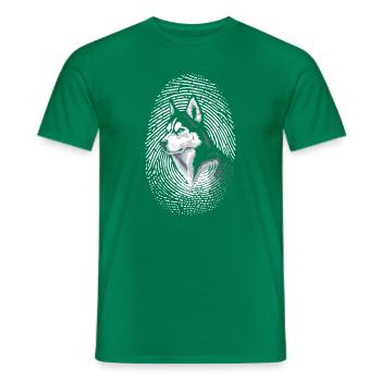Husky Sibérien Empreinte digitale Creative Sibérien - T-shirt homme - vert - Devant - AI Model Male 178 dark (178cm)