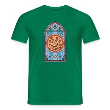 Pizza vitrail drôle - T-shirt homme - vert - Devant - AI Model Male 178 dark (178cm)