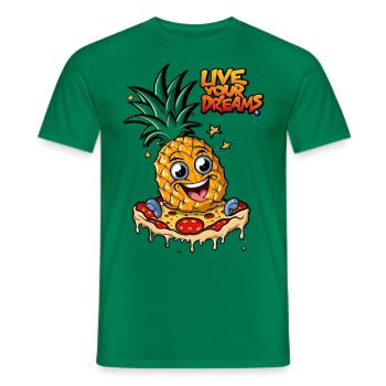 Pineapple Pizza Hawaii: Dreams come true - Men's T-Shirt - kelly green - Front - AI Model Male 178 dark (178cm)