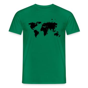 Weltkarte Splash - Männer T-Shirt - Kelly Green - Vorne - AI Model Male 178 dark (178cm)