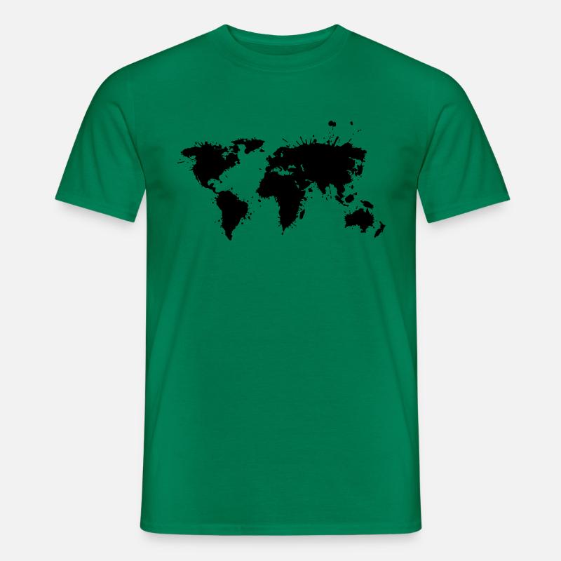 Weltkarte Splash - Männer T-Shirt - Kelly Green