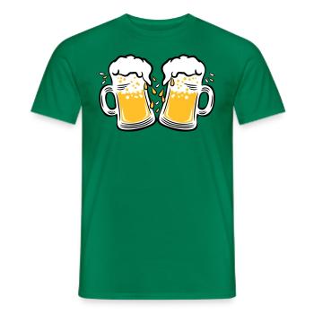 02 Two mass beers to clink glasses 3c - Men's T-Shirt - kelly green - Front - AI Model Male 178 dark (178cm)