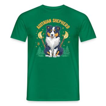 Berger Australien Magicien avec Baguette - T-shirt homme - vert - Devant - AI Model Male 178 dark (178cm)