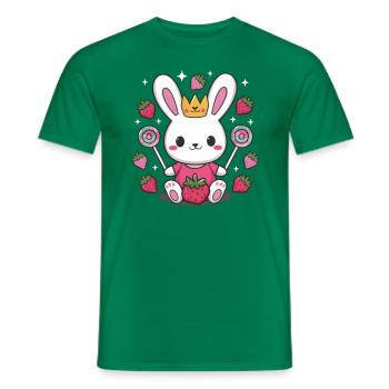 Süßer Kawaii Hase mit Erdbeeren und Süßigkeiten - Männer T-Shirt - Kelly Green - Vorne - AI Model Male 178 dark (178cm)