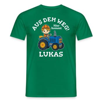 Lukas Vorname Traktor - Männer T-Shirt - Kelly Green - Vorne - AI Model Male 178 dark (178cm)