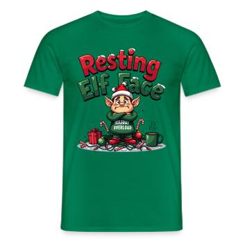 Resting Elf Face Holiday Design - Männer T-Shirt - Kelly Green - Vorne - AI Model Male 178 dark (178cm)