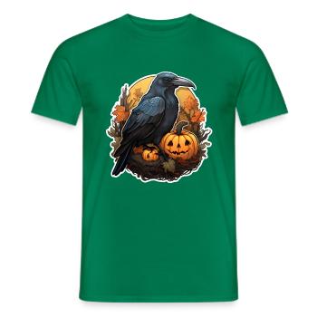 Crow with Pumpkin Halloween 2 - Men's T-Shirt - kelly green - Front - AI Model Male 178 dark (178cm)