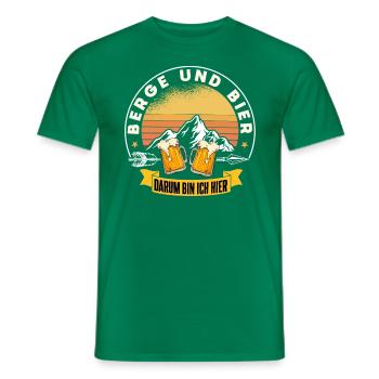 Berge und Bier darum bin ich hier Geschenk Wandern - Männer T-Shirt - Kelly Green - Vorne - AI Model Male 178 dark (178cm)
