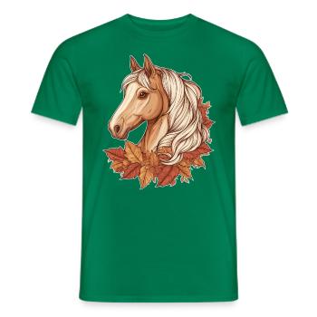 Cheval automne - T-shirt homme - vert - Devant - AI Model Male 178 dark (178cm)