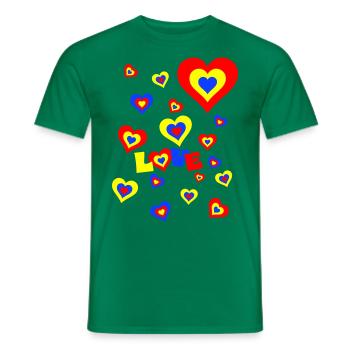 Retro-Herzen – Liebe trifft Nostalgie - Männer T-Shirt - Kelly Green - Vorne - AI Model Male 178 dark (178cm)