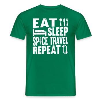 Eat Sleep Space Travel Repeat - Funny Space Rocket - Men's T-Shirt - kelly green - Front - AI Model Male 178 dark (178cm)