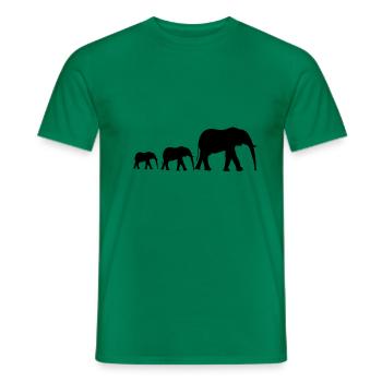 famille éléphant - T-shirt homme - vert - Devant - AI Model Male 178 dark (178cm)