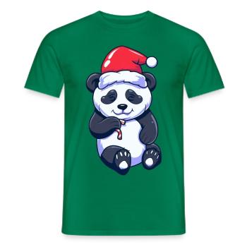 Panda mignon avec chapeau de père Noël - T-shirt homme - vert - Devant - AI Model Male 178 dark (178cm)