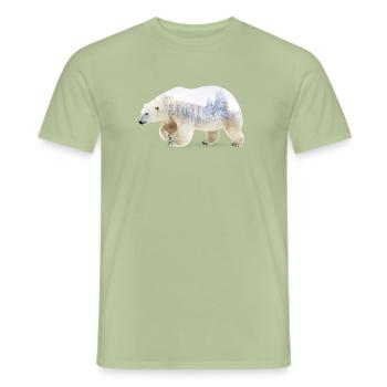 Ours polaire - T-shirt homme - vert sauge - Devant - AI Model Male 178 light (178cm)