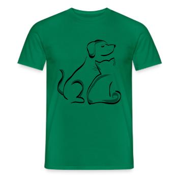 Cat and dog. Best friends - Men's T-Shirt - kelly green - Front - AI Model Male 178 dark (178cm)