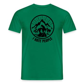 I HATE PEOPLE, campers, wilderness, mountains, - Men's T-Shirt - kelly green - Front - AI Model Male 178 dark (178cm)