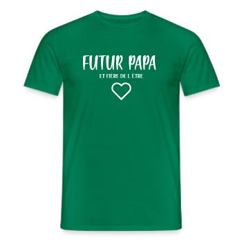 futur Papa et fier de l'être - T-shirt homme - vert - Devant - AI Model Male 178 dark (178cm)