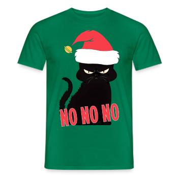 Cat xmas santa hat HO HO HO NO fun Katze Weihnacht - Männer T-Shirt - Kelly Green - Vorne - AI Model Male 178 dark (178cm)