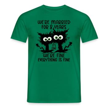 8 ans marié en étain cadeau de mariage - T-shirt homme - vert - Devant - AI Model Male 178 dark (178cm)