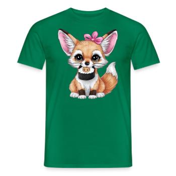 Fennec Kawaii Desert Fox avec sushi japonais - T-shirt homme - vert - Devant - AI Model Male 178 dark (178cm)
