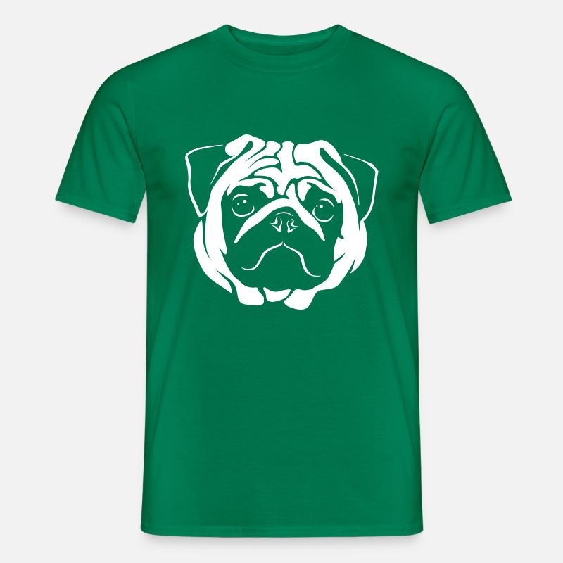 Mops Portrait - Negative Stil - Männer T-Shirt - Kelly Green