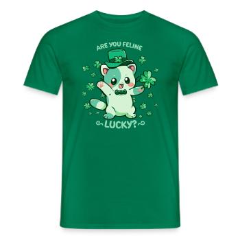Are you Feline Lucky - Men's T-Shirt - kelly green - Front - AI Model Male 178 dark (178cm)
