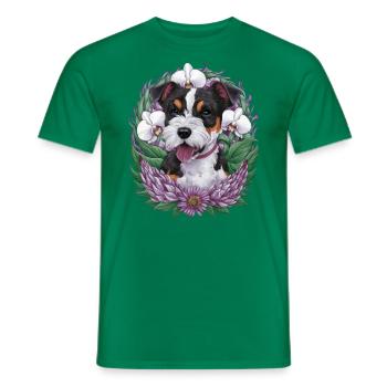 American Staffordshire Terrier mit Orchideen - Männer T-Shirt - Kelly Green - Vorne - AI Model Male 178 dark (178cm)