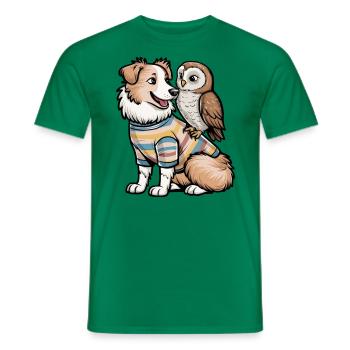 Niedlicher Australischer Schäferhund mit Eule - Männer T-Shirt - Kelly Green - Vorne - AI Model Male 178 dark (178cm)