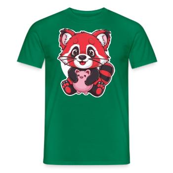 Panda Kawaii Rouge avec Tirelire - T-shirt homme - vert - Devant - AI Model Male 178 dark (178cm)
