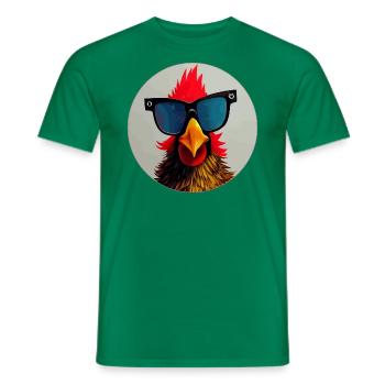 Poulet avec lunettes de soleil - T-shirt homme - vert - Devant - AI Model Male 178 dark (178cm)