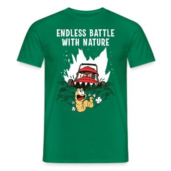 Endless Battle With Nature Lawn Mowing Lawn Mowers - Men's T-Shirt - kelly green - Front - AI Model Male 178 dark (178cm)