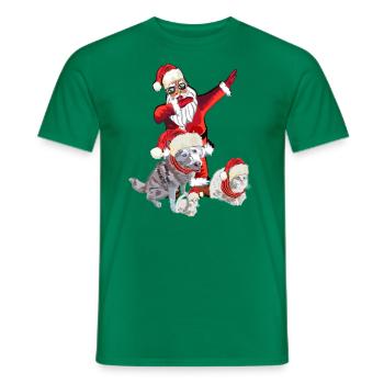 Weihnatsmann mit zwei Katzen und ein Hund - Männer T-Shirt - Kelly Green - Vorne - AI Model Male 178 dark (178cm)