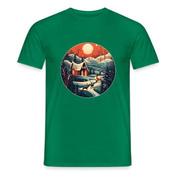 Christmas Winter Landscape - Men's T-Shirt - kelly green - Front - AI Model Male 178 dark (178cm)