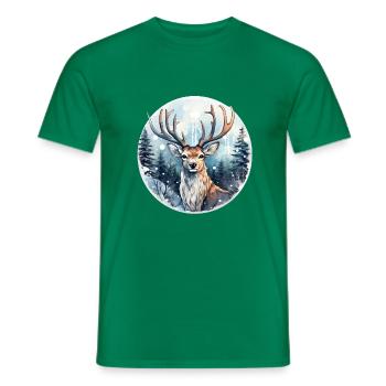 Hirsch im schneebedeckten Wald - Männer T-Shirt - Kelly Green - Vorne - AI Model Male 178 dark (178cm)