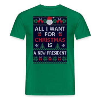 All i want for christmas is a new president - Men's T-Shirt - kelly green - Front - AI Model Male 178 dark (178cm)