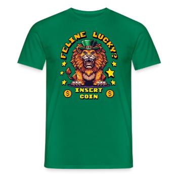 8bit pixel art St. Patrick's day shirt Feline Lucky - Men's T-Shirt - kelly green - Front - AI Model Male 178 dark (178cm)