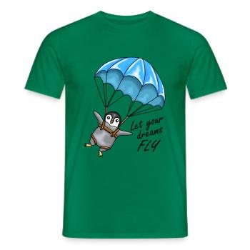 Penguin with a parachute - Let your dreams fly - Men's T-Shirt - kelly green - Front - AI Model Male 178 dark (178cm)