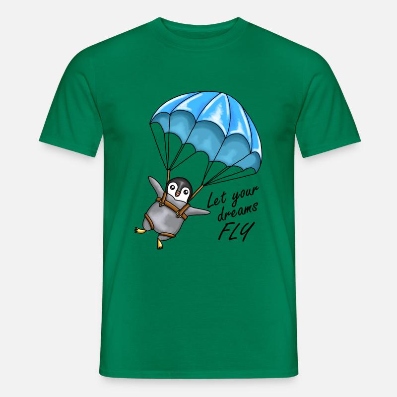 Pinguin mit Fallschirm - Let your dreams fly - Männer T-Shirt - Kelly Green